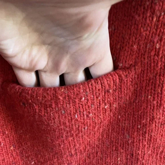 J. Jill Wool Blend Sweater Red Speckled Turtleneck Mock Neck Pockets Size XS - Picture 3 of 10